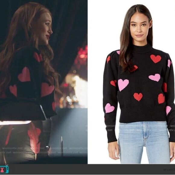 Kate Spade New York Hearts Mockneck Sweater Sz Small - Picture 1 of 6